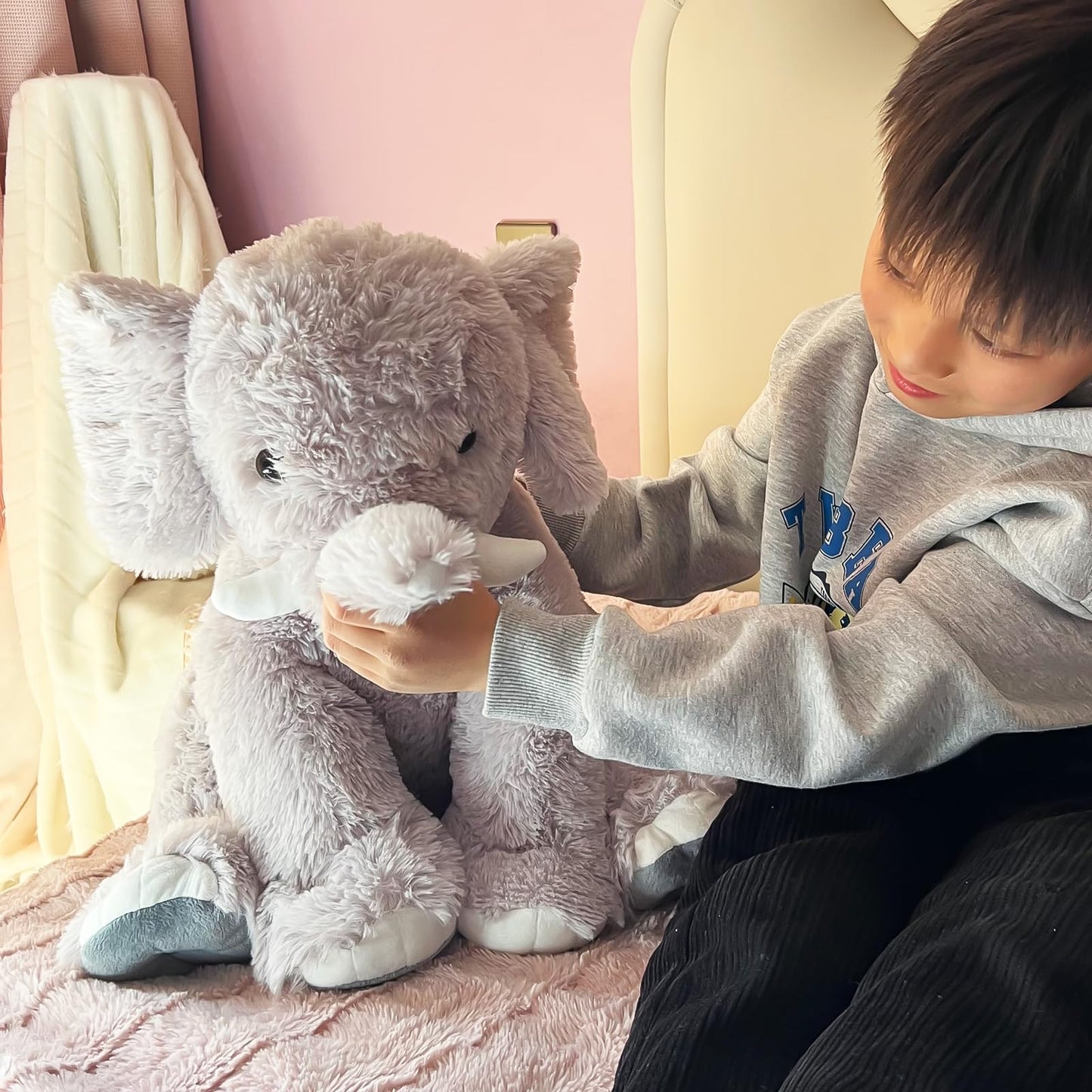UBABER 20 Inch Large Elephant Stuffed Animals,Clever Elephant Plush Pillow for Kids, Perfect Elephant Gifts for Women,Super Soft Elephant Room Decoration(Gray).
