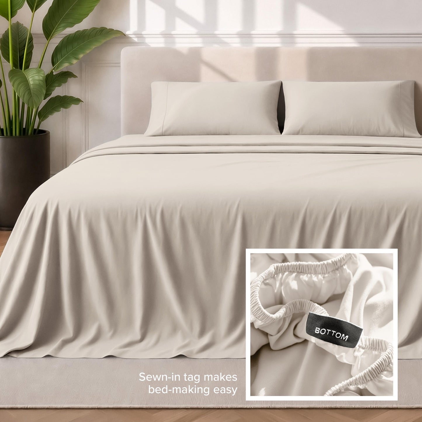Bare Home King Sheet Set - 1800 Ultra-Soft Microfiber King Bed Sheets - Double Brushed - Deep Pockets - Easy Fit - 4 Piece Set - Bedding Sheets & Pillowcases (King, Wheat)
