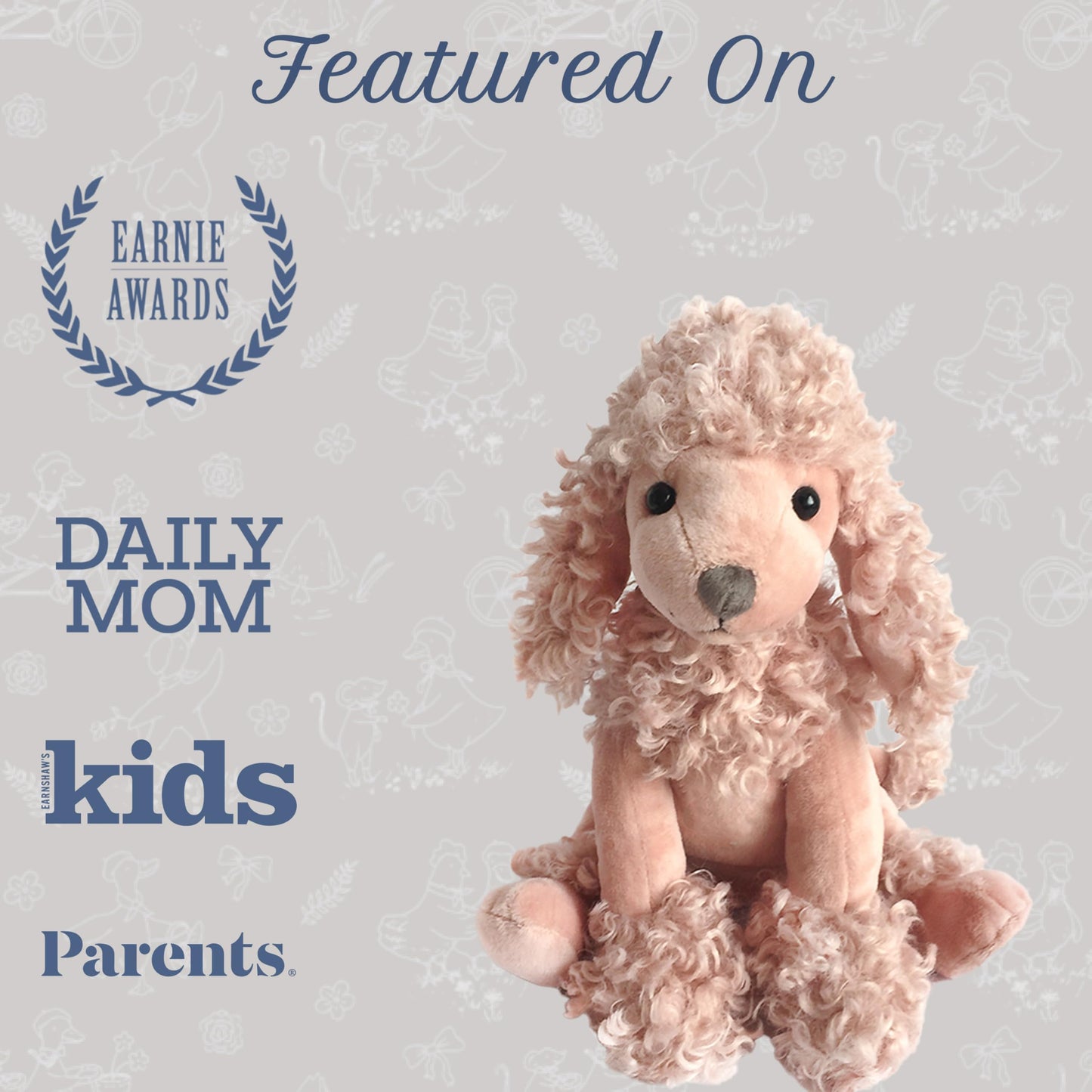 Mon Ami Designer Doll Plush Poodle Dog, Fun Adorable Soft and Cuddly Stuffed Toy Animal for Little Girls or Boys, Baby, Toddlers and pre-School Kids |Perfect Party Favor & Birthday Gifts| Pink, 13"