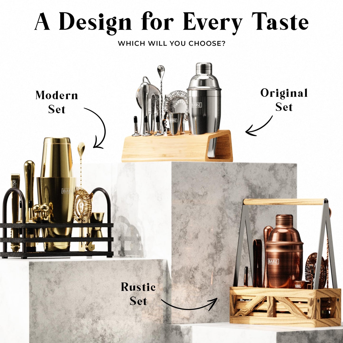 BARE BARREL® Mixology Bartender Kit Bar Set | 16-Piece Cocktail Shaker Set | Martini Barware Mixing Tools for Home Bartending | Incl. 35 Recipe Cards | Gift Set (28oz Boston Shaker, Silver/Black)