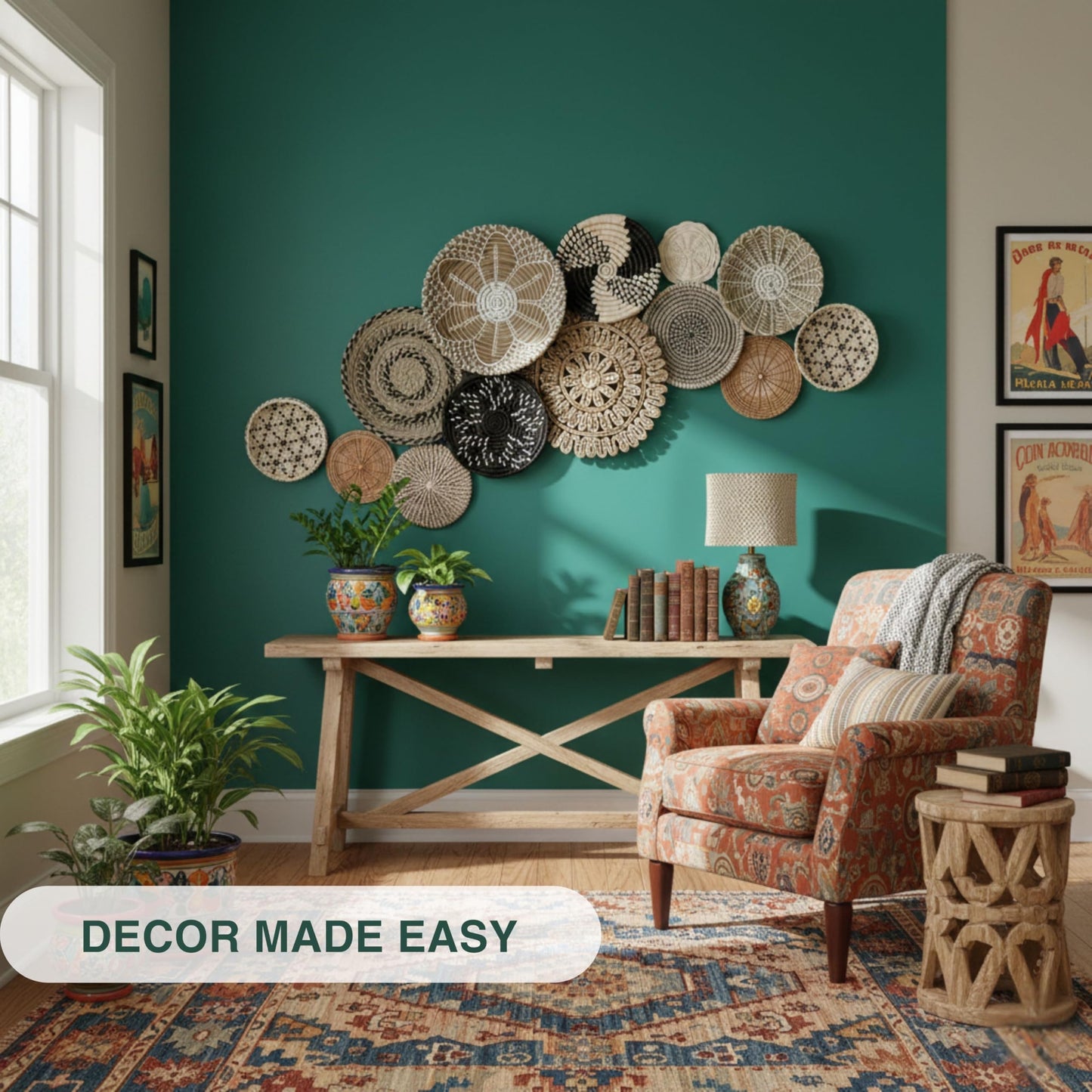 Chicvillage Boho Wall Basket Decor, Set13-Piece Natural Seagrass Woven Baskets for Gallery Wall, Rustic Bohemian Home Decor, Lightweight Hanging Baskets for Living Room Bedroom Entryway