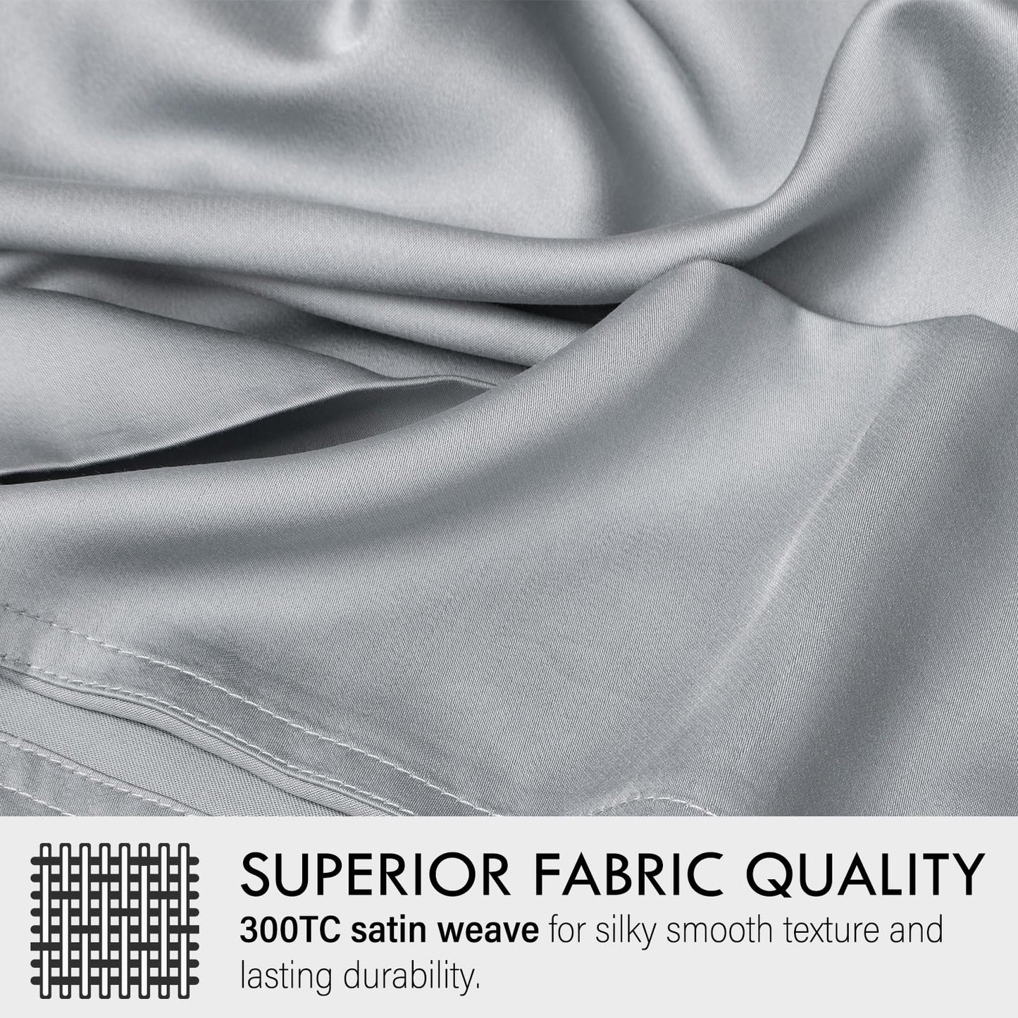 Cleva Sheets Queen Bed Sheet Set, 100% Rayon derived from Bamboo, Luxuriously Soft, Cooling, Double Stitching, 16" Deep Pockets (Queen, Silver)