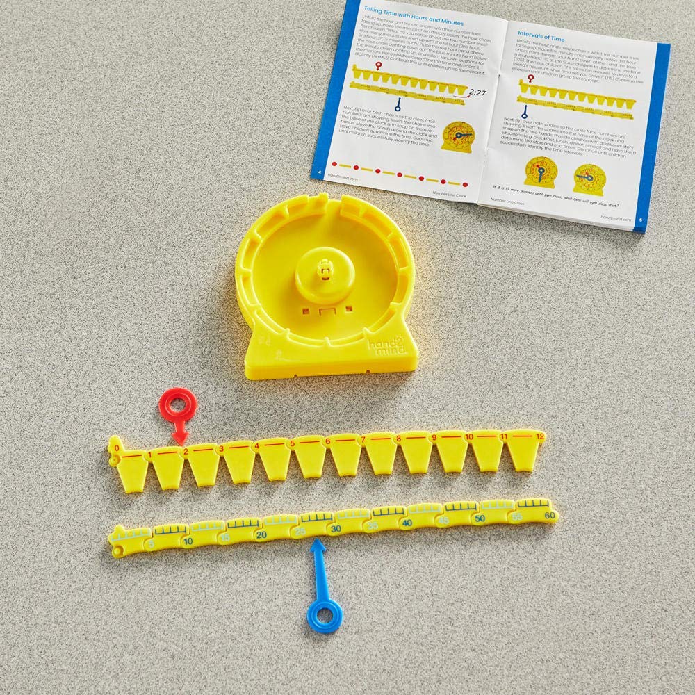 Hand2Mind NumberLine Clock™ for Kids - Math Manipulatives, Analog Clock - Kindergarten Homeschool Supplies (6 Pack)