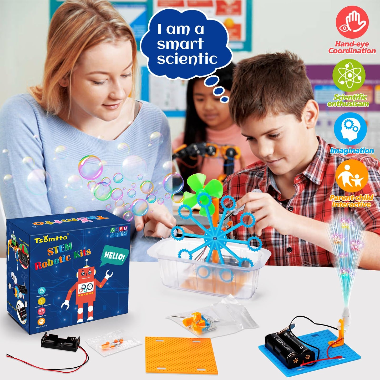 STEM Science Robotics Kit 6 Set Electronic Science Experiments Projects Activities for Kids DIY Engineering Building Kit Age 8-10 10-12 Motor Robot Toy for 8 9 10 11 12 + Years Old Boys Girls Gift