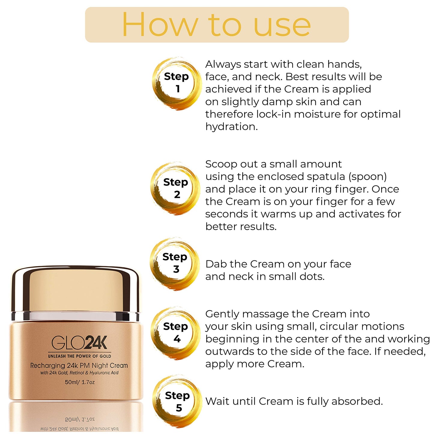 GLO24K Moisturizing 24k Gold Day and Night Creams for an Optimal AM-PM Hydration Level. A High-Performing Hydration Boost Combo enriched with Hyaluronic Acid, Collagen, Retinol, and Vitamins.