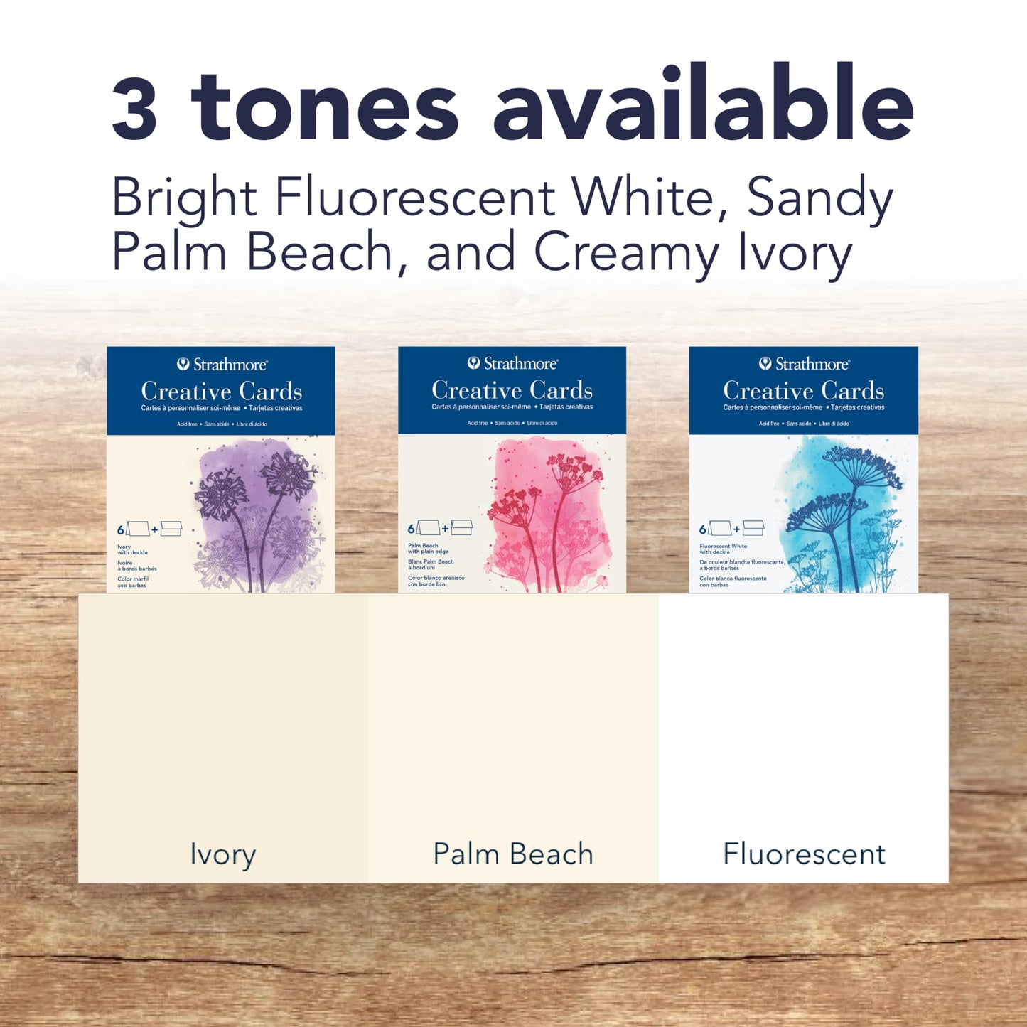 Strathmore Creative Cards with Envelopes, 80 lb. Smooth Surface, 5 X 6.875 inches, Ivory/Deckle, Package of 50 (105-235)