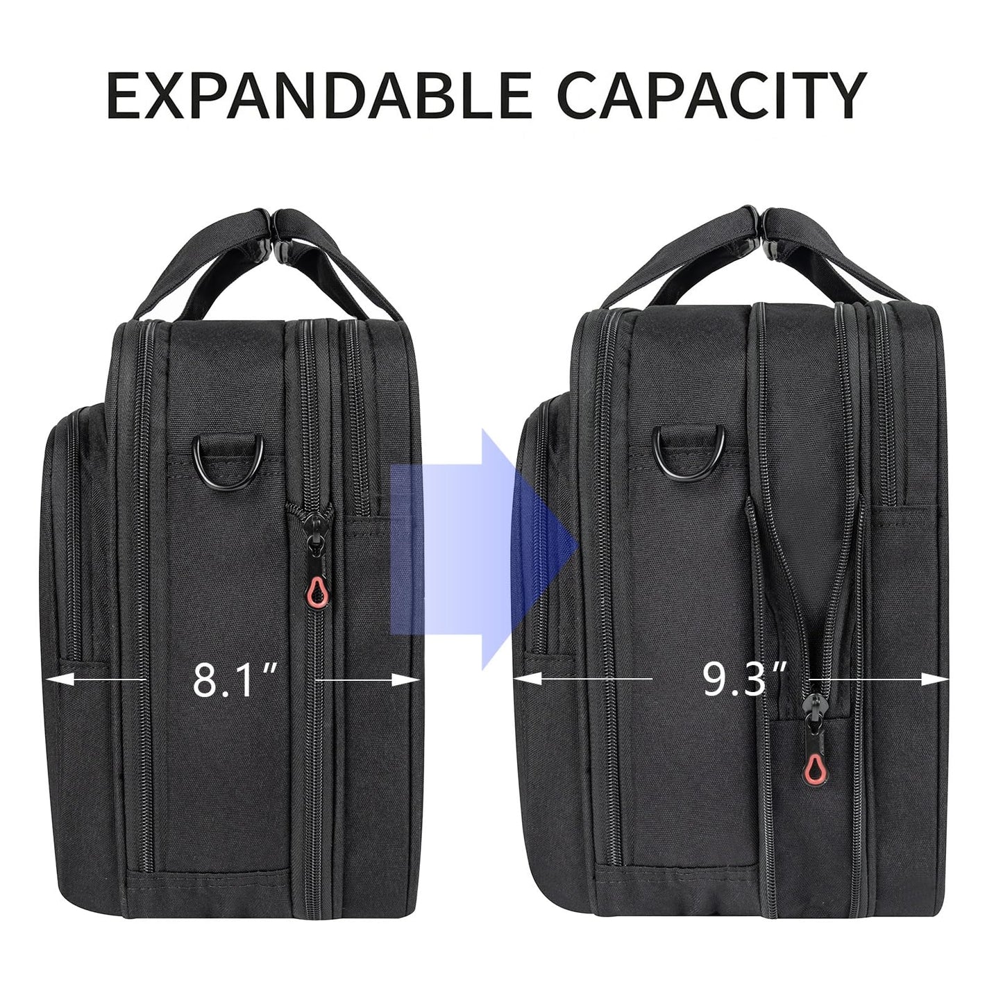 EMPSIGN Stylish Laptop Bag Briefcase, 17.3 Inch Laptop Case Expandable Messenger Shoulder Bag for Men Water Repellent, Computer Office Carrying Bag for Work Business Travel-Black/Red