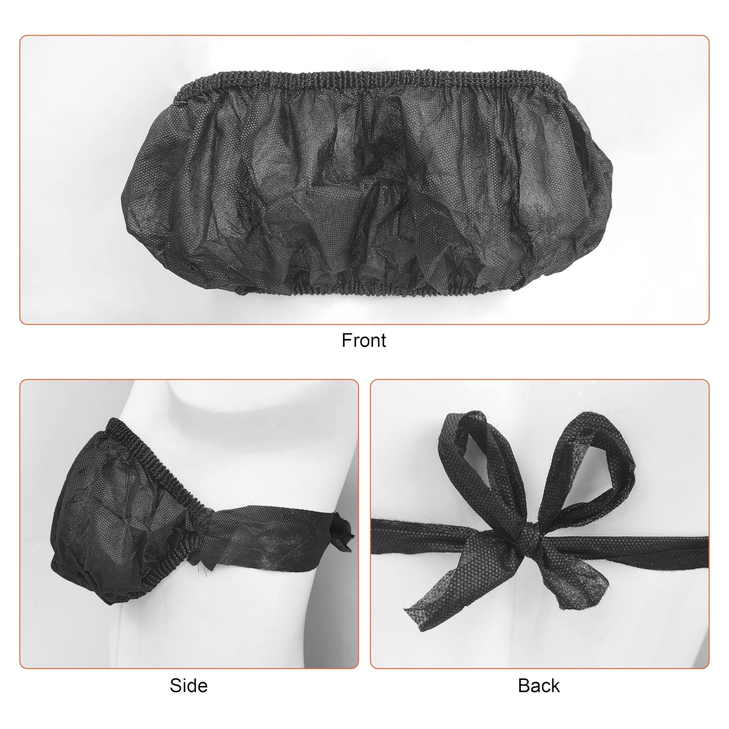50 Pcs Beauty Salon Disposable Underwear Bra Travel Breast Wrap Beauty SPA Use Special Bodice Breathable Adjustable Elitzia ETBR001 (Black)