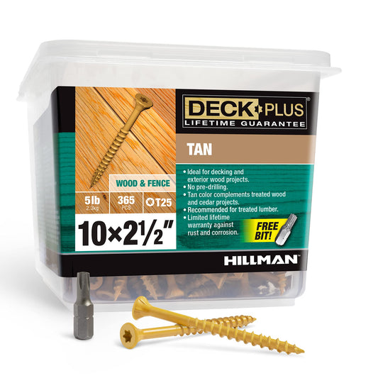 Deck Plus Fasteners Tan 48416 5 LB 2.5x10 Screw, 5lb Box , White