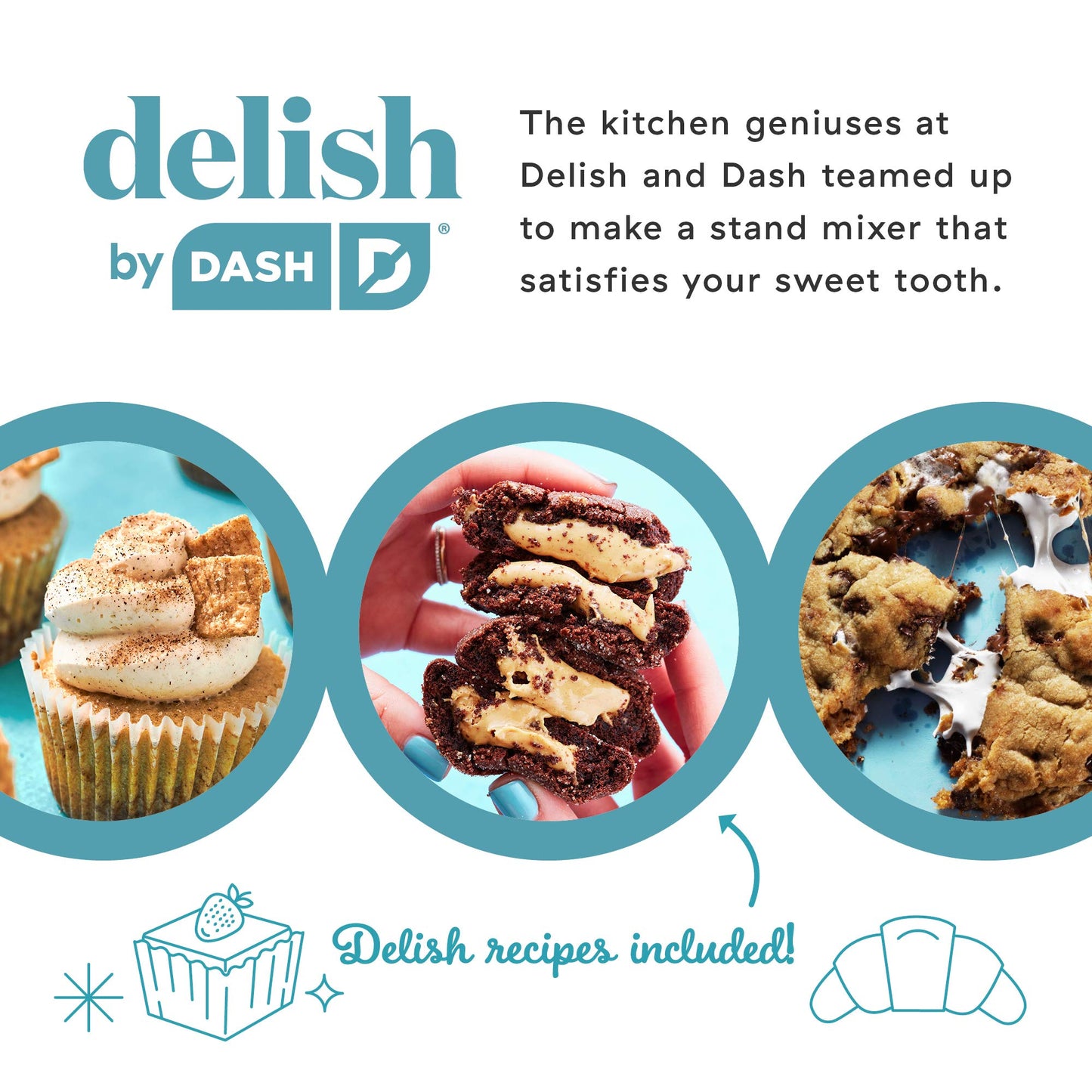 DASH Delish by DASH Compact Stand Mixer, 3.5 Quart with Beaters & Dough Hooks Included - Red