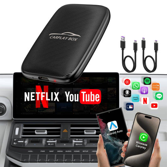 2025 Upgraded Wireless CarPlay and Android Auto Adapter -Built in YouTube Support TF Card,Magic Car Play AI Box Convert Wired to Wireless Dongle, Apple Carplay Adapter for Cars from 2016