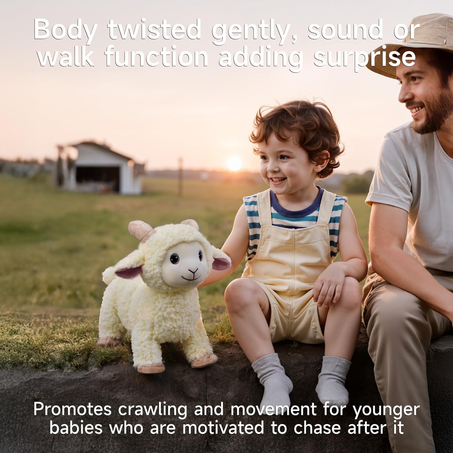 eJog Pup Electronic Interactive Singing Walking Lamb Plush Toy, Sheep Stuffed Animal with Leash, Soft Sheep Baby Toys Pet Buddy for Babies and Toddlers