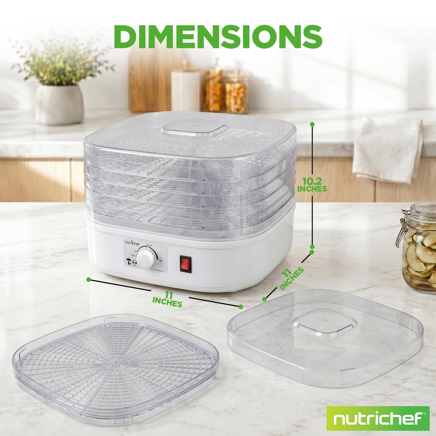 Nutrichef Food Dehydrator Machine | Multi-Tier Appliance for Home Use | Perfect for Beef Jerky, Fruits, Vegetables & Dog Treats | High-Heat Circulation | 5 Stackable Trays