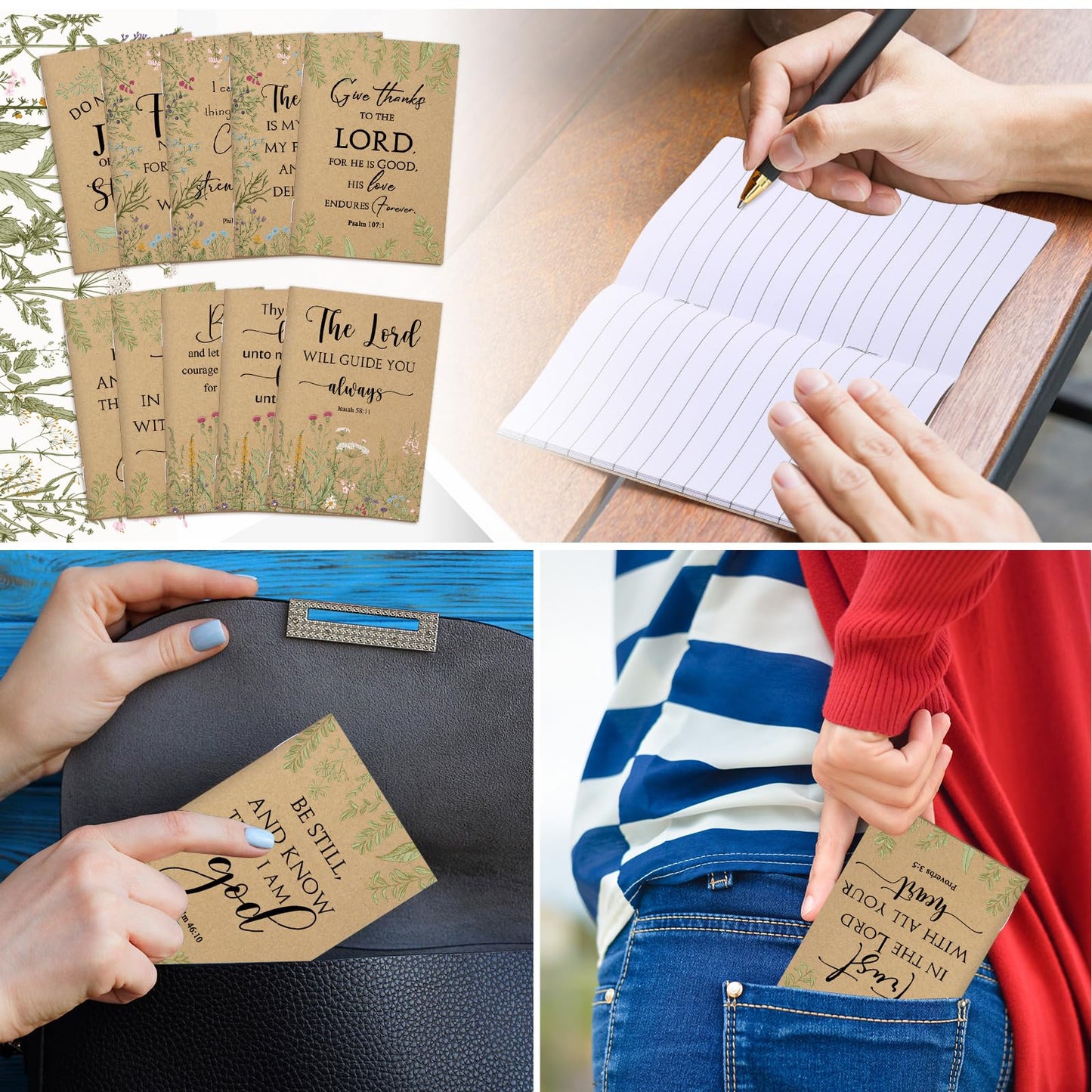 Ctosree 200 Pcs Bible Verse Prayer Journal Notebook for Women Christian Notepads Gifts Mini Inspirational Religious Note Pads for Father's Day Church Teacher Sunday School 3.15 x 5 Inch (Brown)