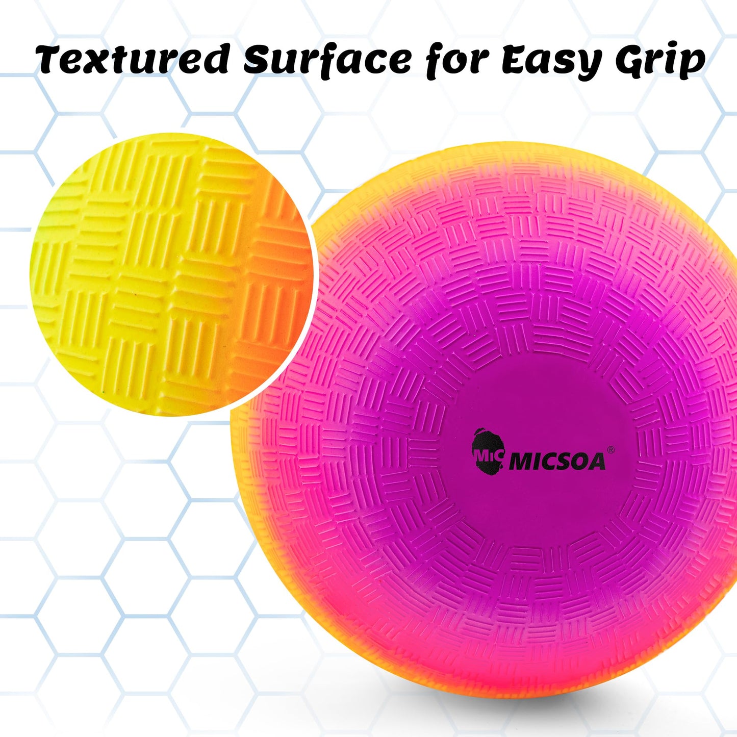 Mic Micsoa Playground Balls Kickballs Bulk 8.5 Inch, Rainbow Playground Ball Set for 3+ Kids and Adults, Dodgeball Kick Balls Handball for Indoor & Outdoor Schoolyard Games with Hand Pump(4 Pack)