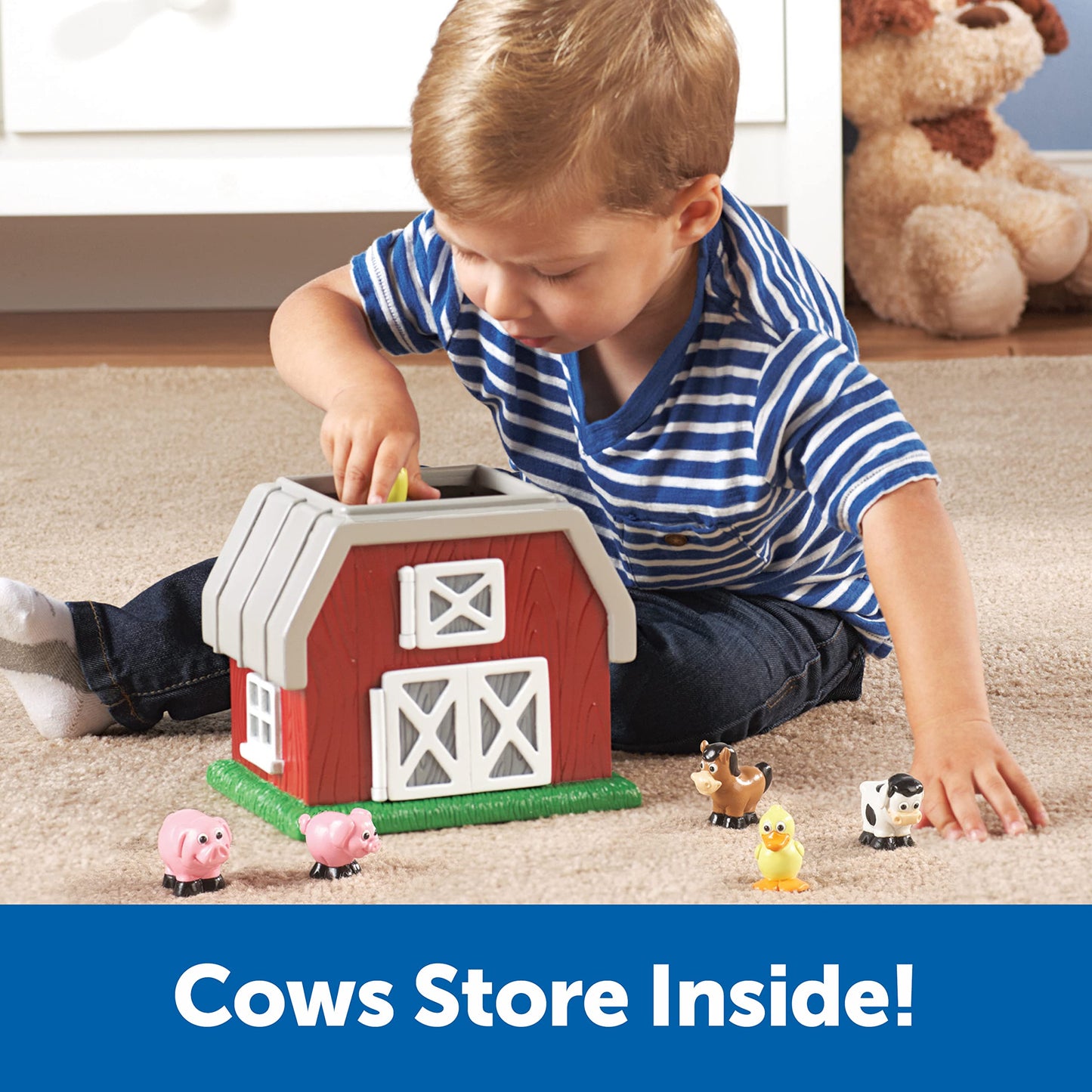Learning Resources Hide-N-Go Moo, Sensory Awareness, Cognitive Function Farm Animal Toy, 9 Pieces, Ages 2+ (LER8922)