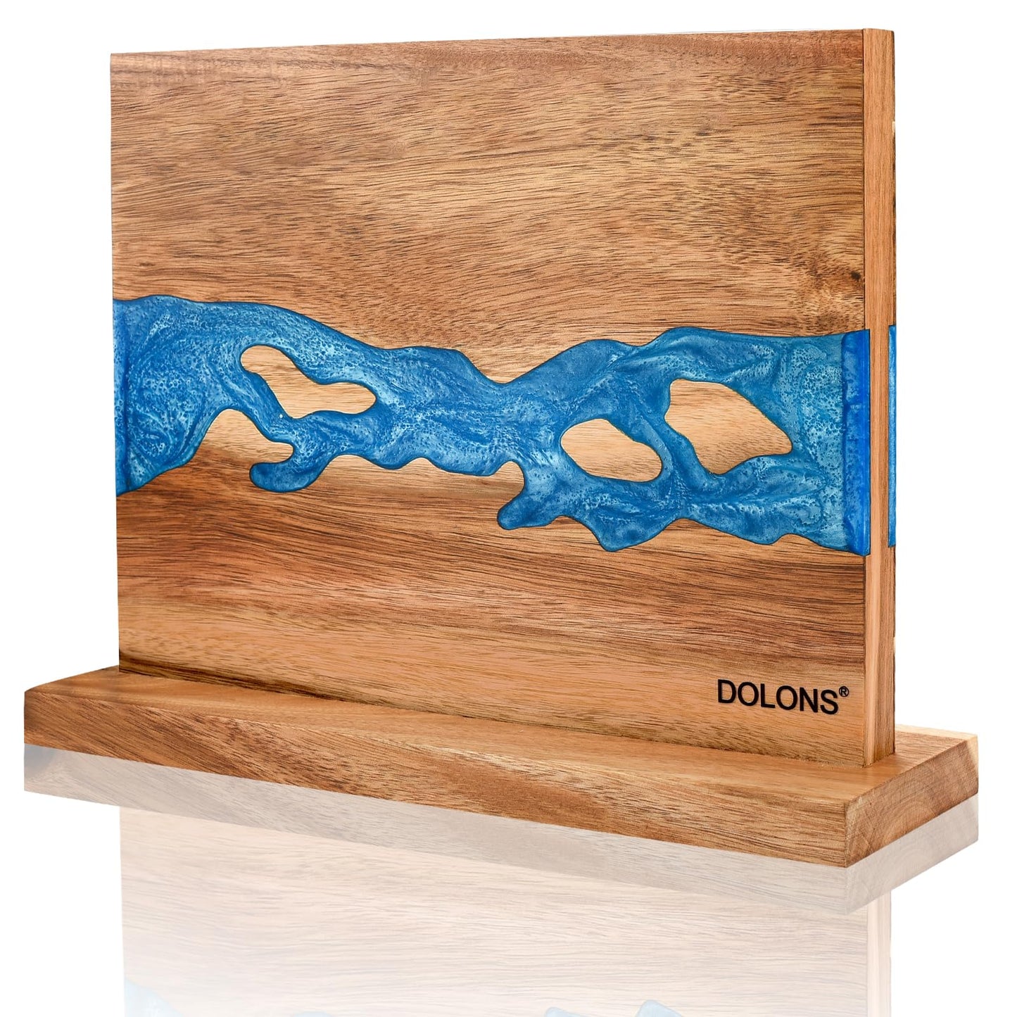 DOLONS Magnetic Knife Block,Acacia Wood And Resin Kitchen Magnetic Knife Holder，Equipped with strong magnets,Multifunctional Double Side Knife Storage Organizer for Kitchen Counter ，Gifts for new home