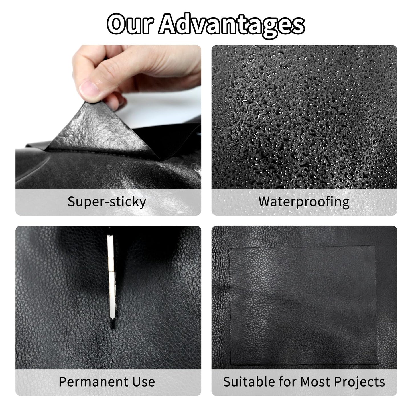 BSZHTECH Leather Repair Tape Self-Adhesive Leather Repair Patch for Couch Furniture Sofas Car Seats Advanced PU Vinyl Leather Repair Kit (Black, 17X157 inch)