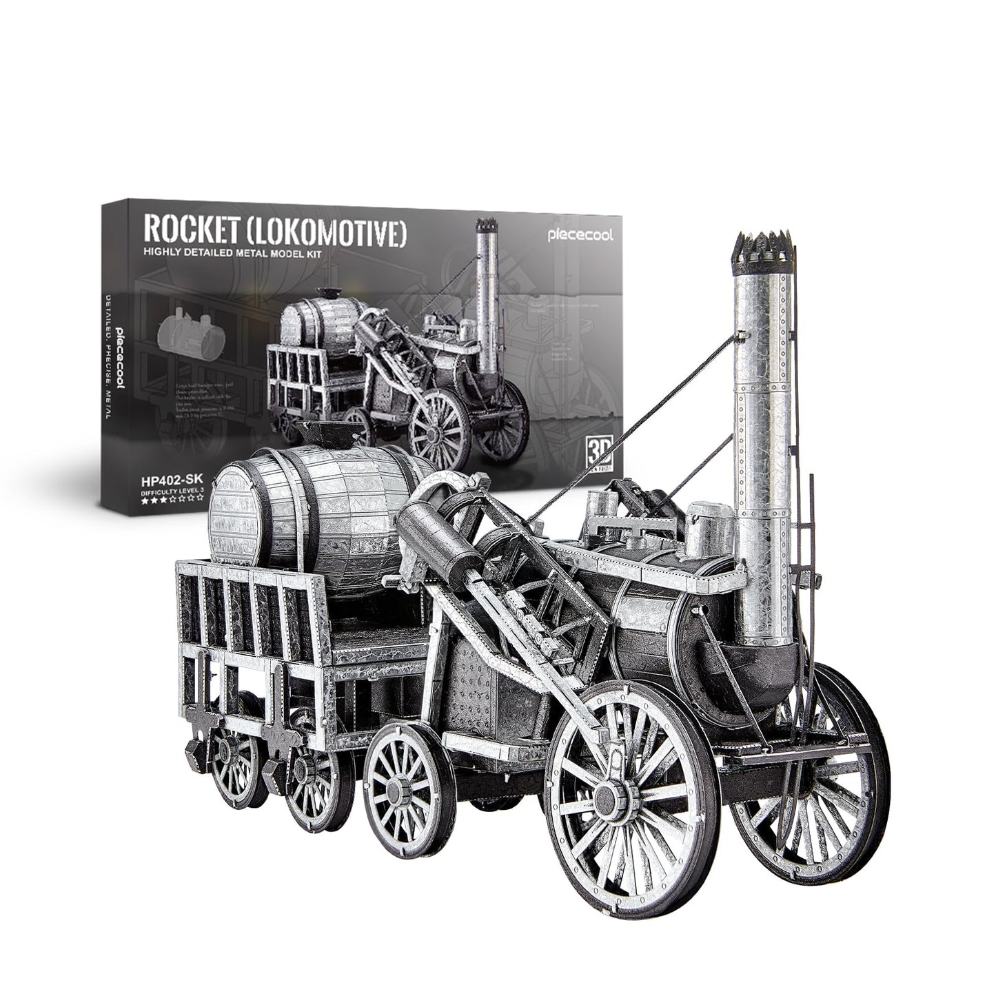 Piececool 3D Metal Puzzles for Adults, Rocket Steam Locomotive Model Kits DIY Steam Train Metal Building Kit Crafts for Adults Hobbies Home Decoration Best Gifts
