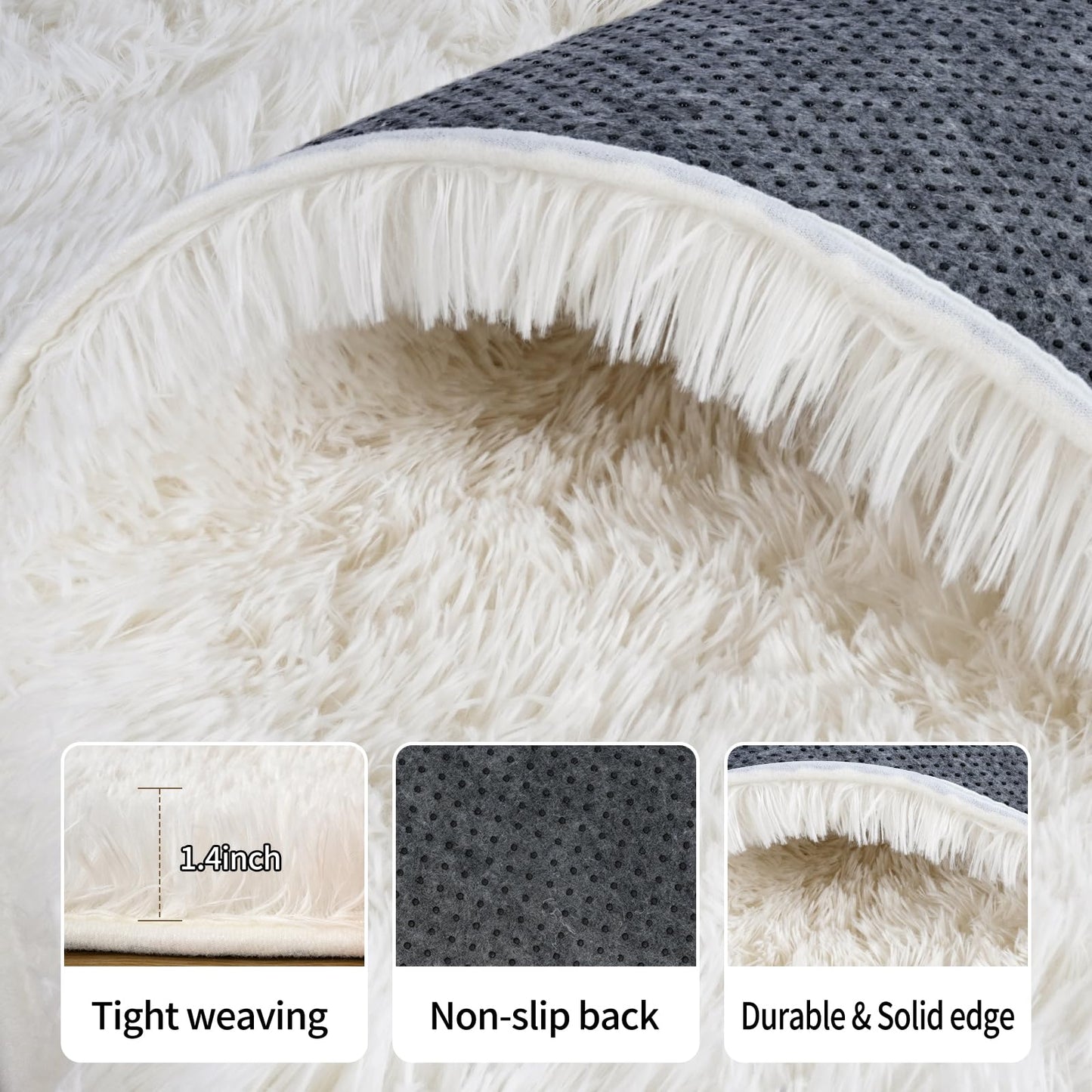 8x10 Area Rugs for Living Room Bedroom, Ultra Soft Fluffy Cream White Large Rug Carpet for Bedroom, Upgrade Non-Slip Fuzzy Shag Plush Rugs for Nursery Boys Girls Kids Room Modern Indoor Home Decor