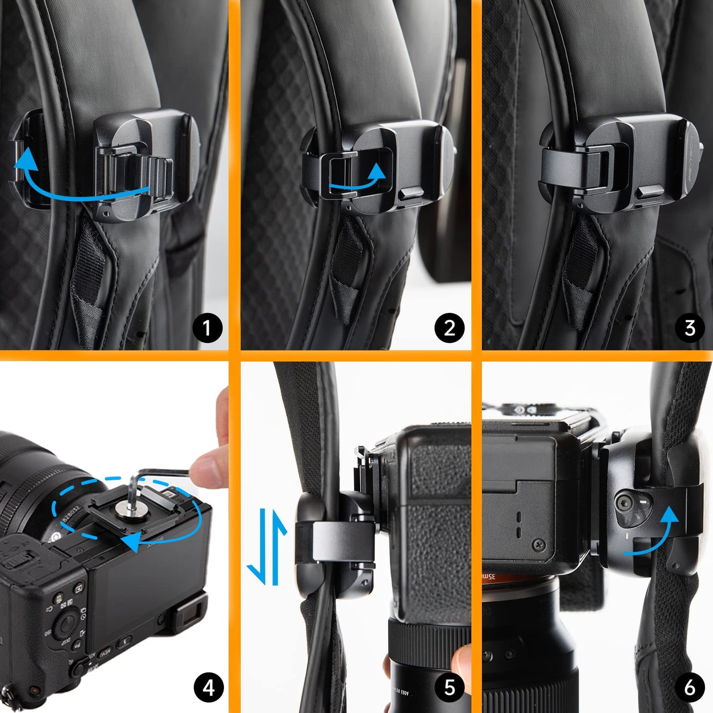 PGYTECH Beetle Camera Clip with Plate Camera Quick Release System for Sony, Nikon, Fuji, DSLR Action Camera Backpack Camera Strap Mount (for Camera)