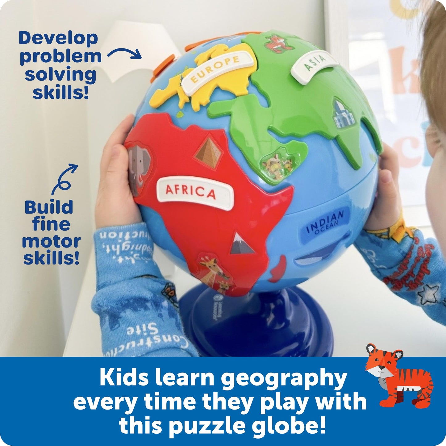 Learning Resources Puzzle Globe, 3-D Geography Puzzle, Educational Toys for Kids, Fine Motor Toys, Earth Toys, 14 Pieces, Ages 3+