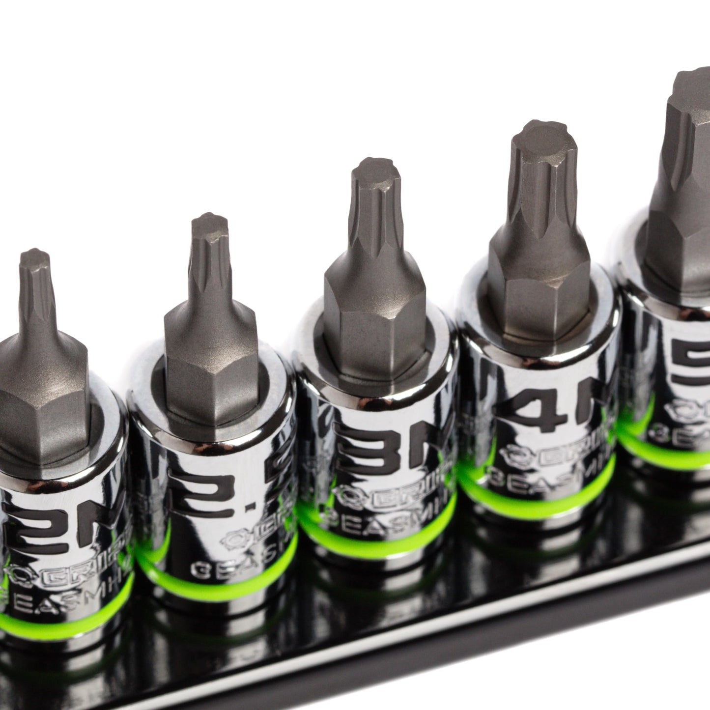 GRIPEDGE HEX Bit Socket Set | 8-PC - 1/4'' Drive Short Metric RPT Hex Driver Set | Sizes 1.5MM - 7MM | Made With S2 Steel | Includes Premium Aluminum Storage Rail |
