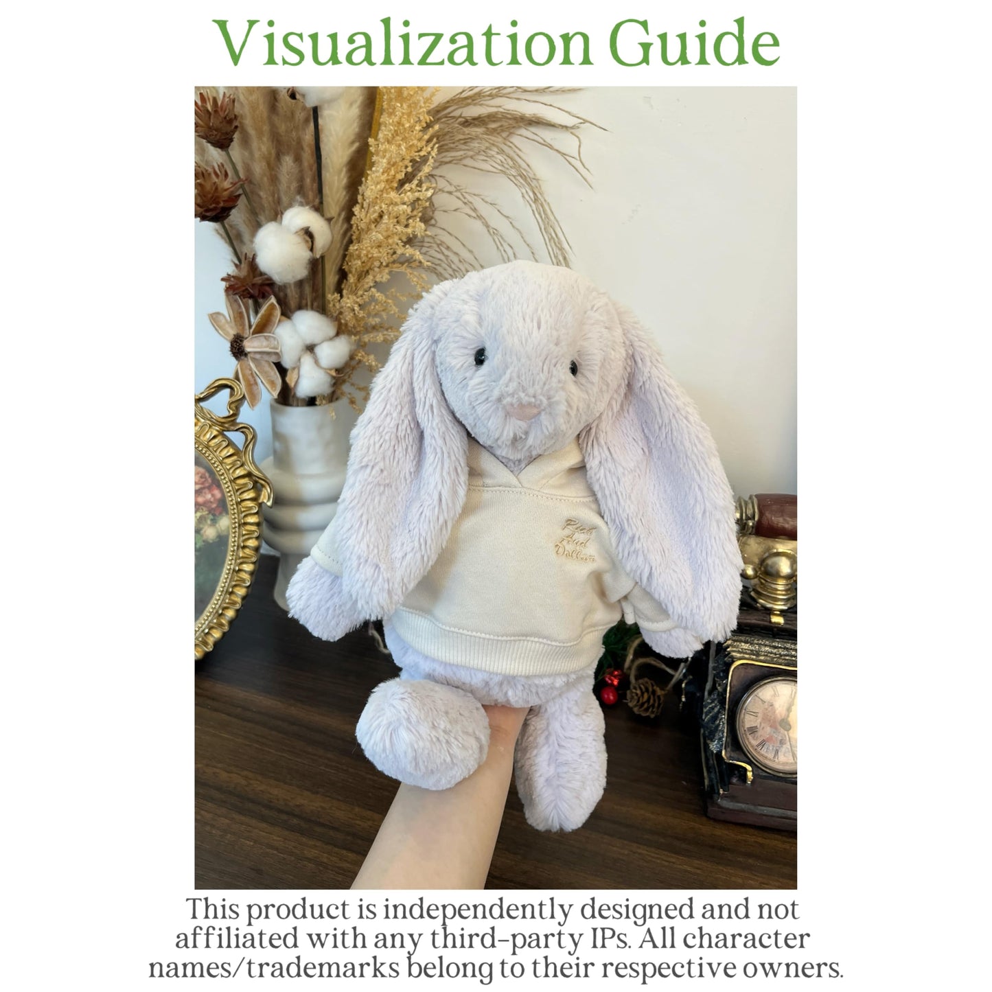 LICHADUOLE 9-12''/30cm Plush Animals Clothes Cotton Hoodie & Checkered Shorts Set for Bashful Bunny and Teddybear(NO Doll)