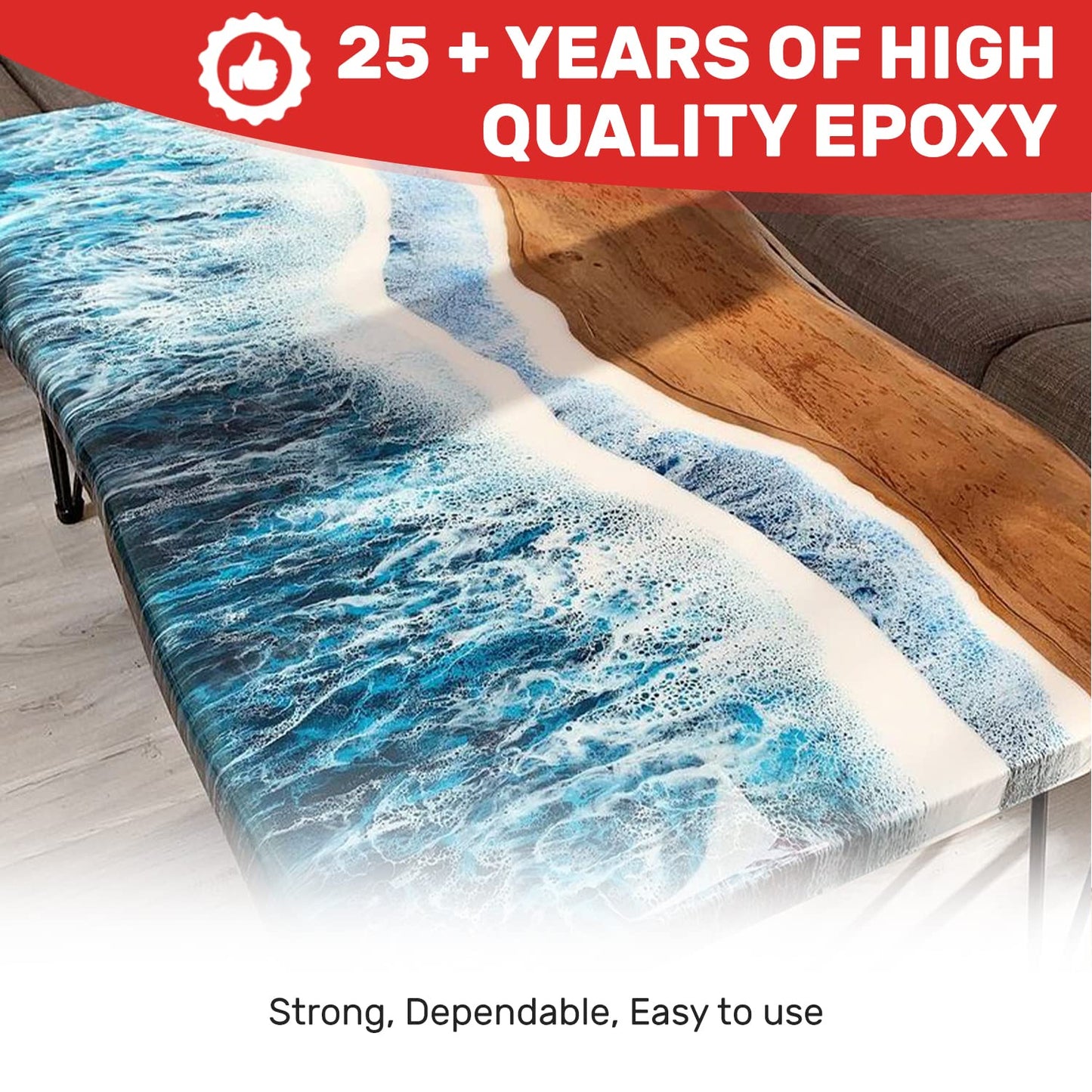 MAS Epoxies Table Top Pro Epoxy Kit, 1-Gallon, (0.5-Gal Part A + 0.5-Gal Part B) Crystal Clear Resin Casting for DIY Arts, Crafts, Countertops, Wood Tables, Tabletops, Bar Tops