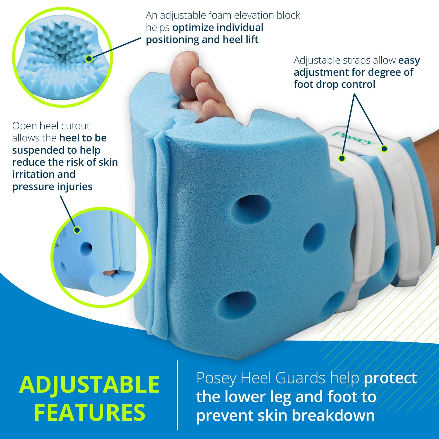 TIDI Posey Heel Guards – One Size Fits All – Foam, Light Blue – Qty: 1 Pair Of Heel Guards Per Package – Foam Heel Protectors For Pressure Injuries – Heel Off-Loading Devices – Home Care (6127)