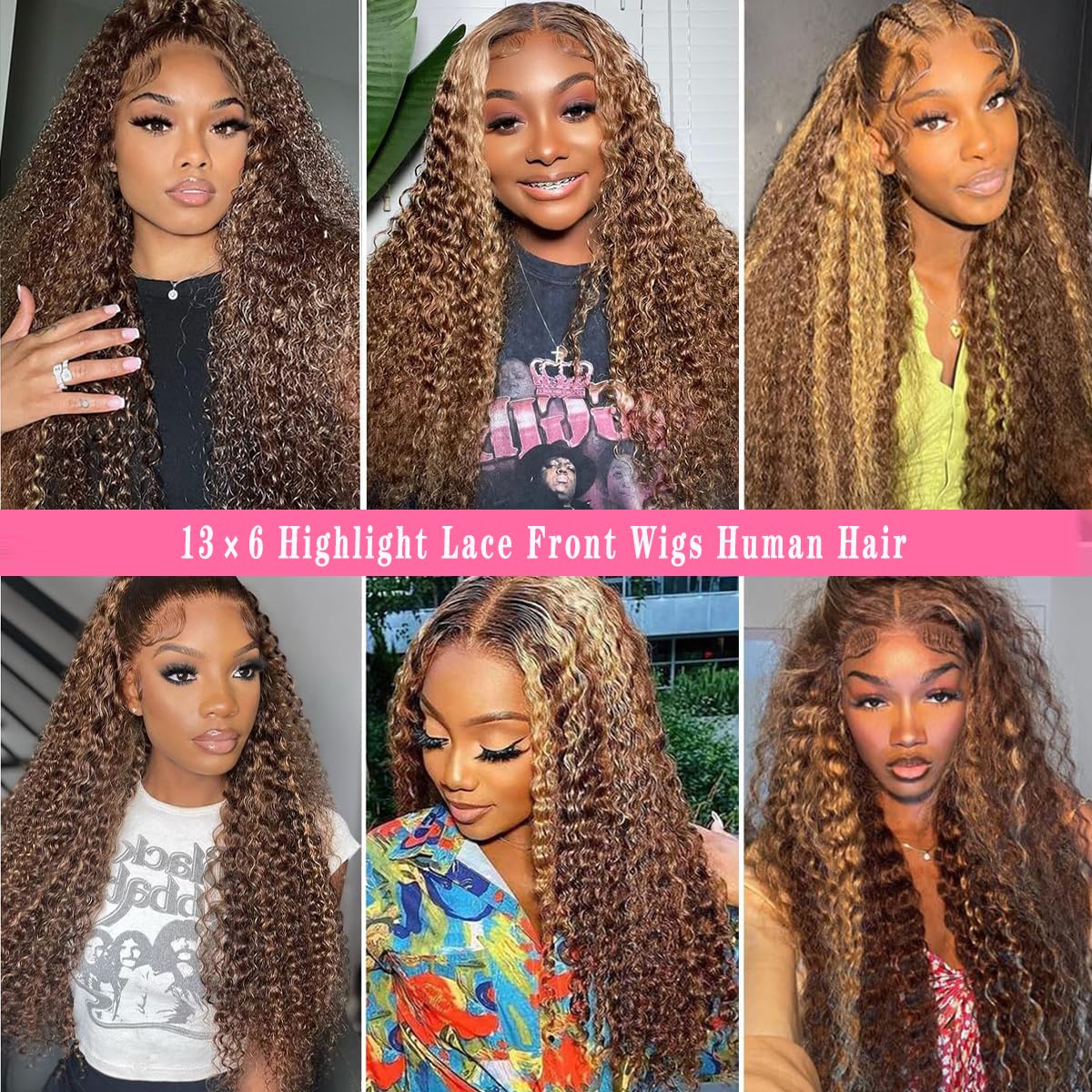 30 Inch Highlight Ombre Lace Front Wig Human Hair 4/27 Colored Honey Blonde Wig Human Hair 13x6 HD Lace Front Wigs Human Hair Deep Wave Curly Lace Frontal Human Hair Wig Pre Plucked with Baby Hair