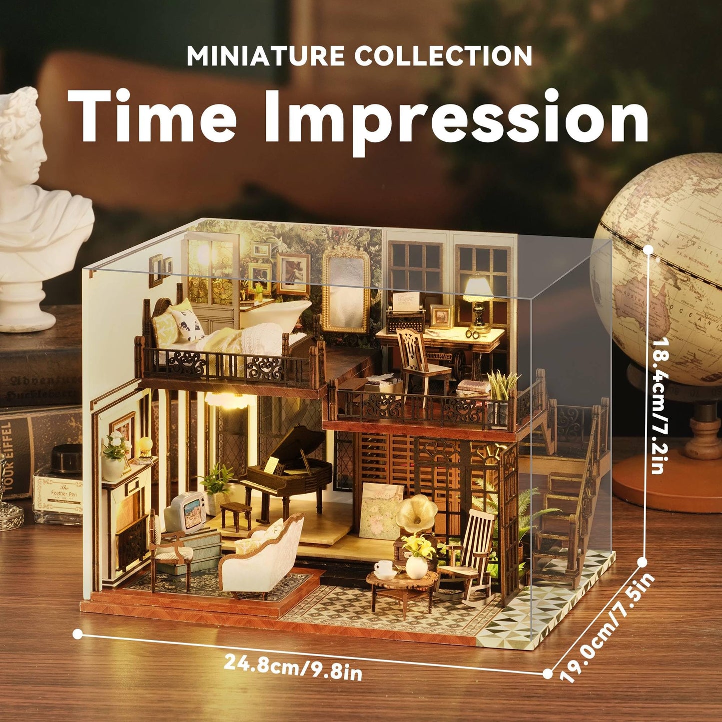 Flever Dollhouse Miniature DIY House Kit Creative Room with Furniture for Romantic Artwork Gift (Time Impression)