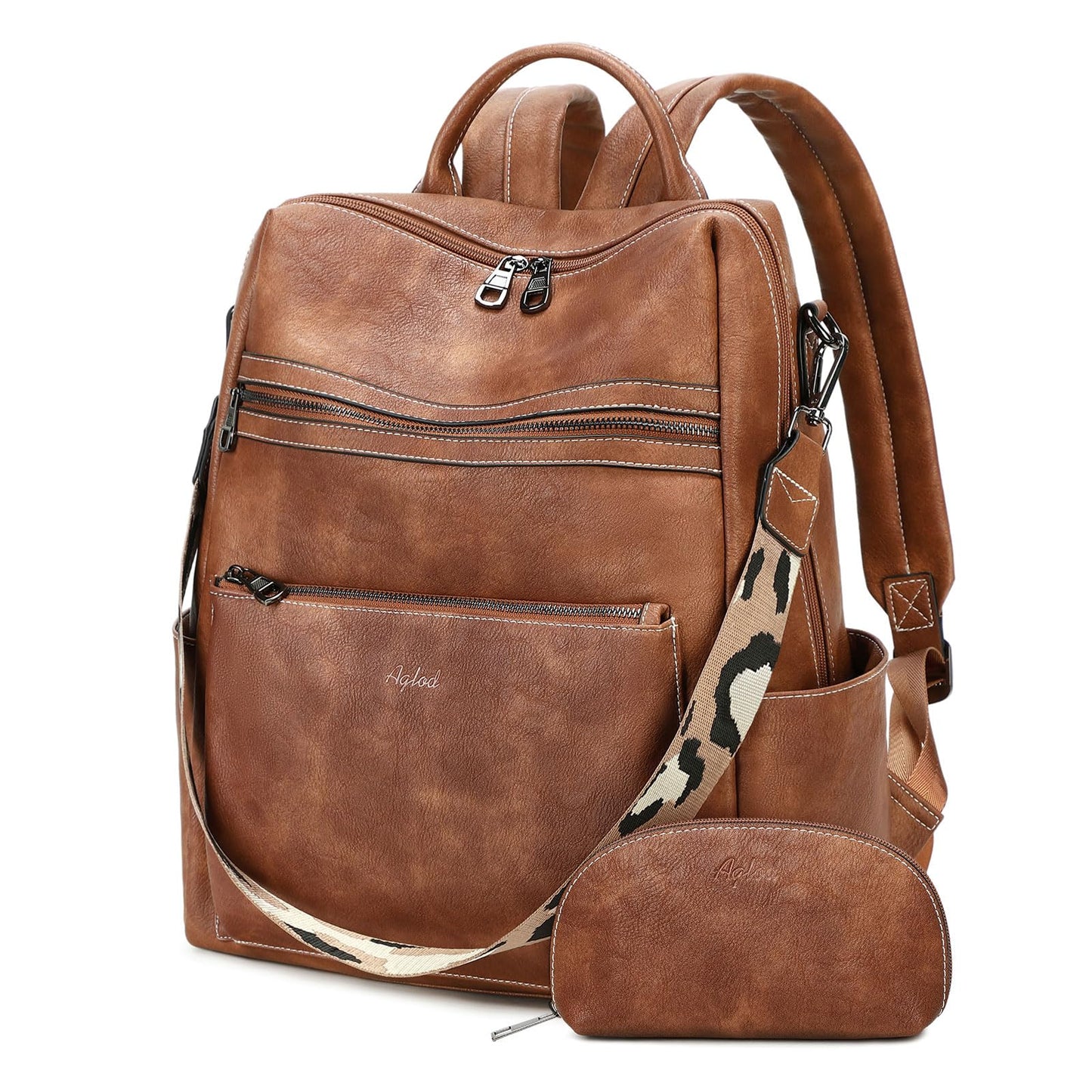 AGLOD Vegan Leather Laptop Backpack for Women 15.6 Inch Work Backpack Purse for Travel College
