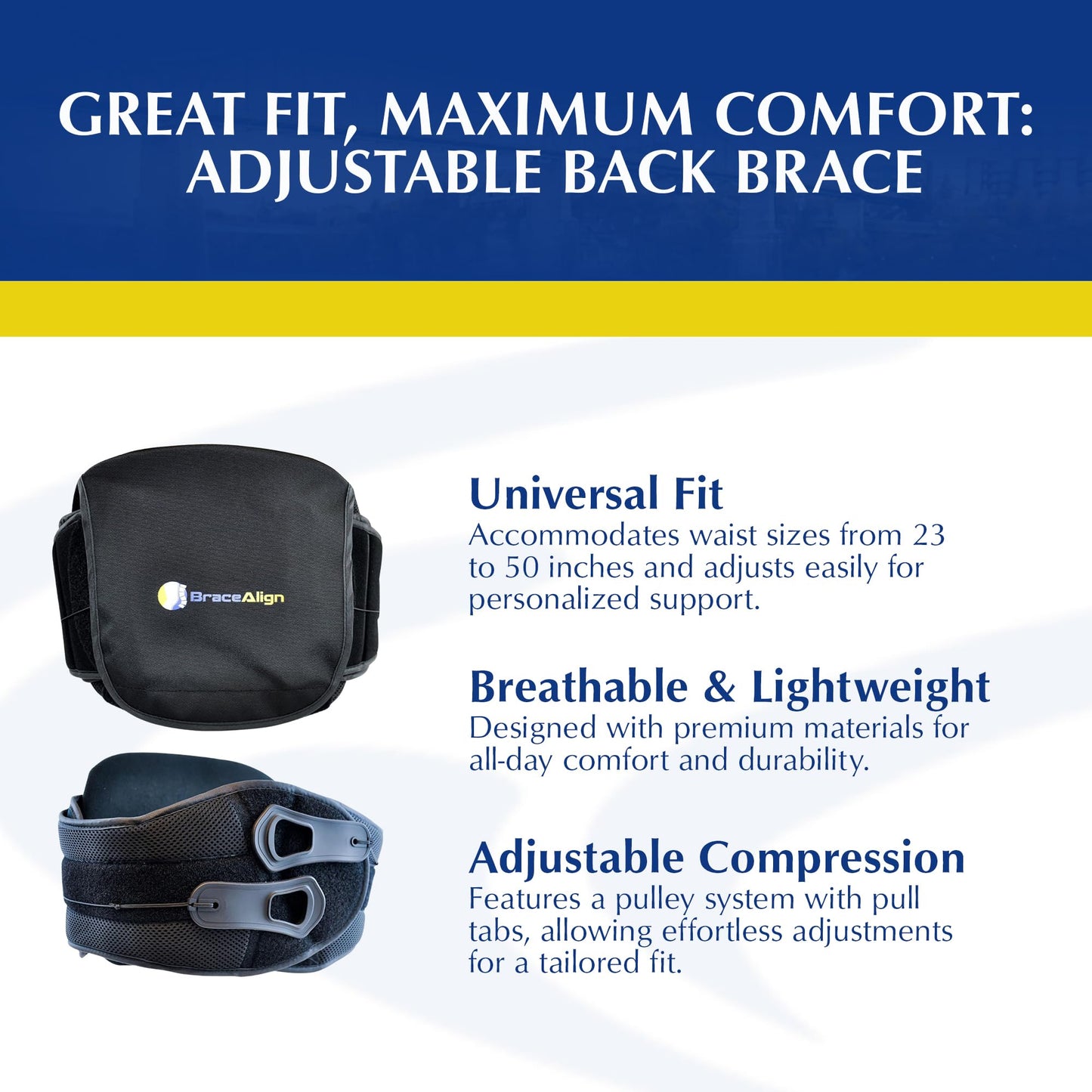 Brace Align Adjustable Lumbar Lower Back Support Brace - LSO - Herniated or Bulging Disc, Sciatica, Scoliosis, DDD, Immediate Back Pain Relief PDAC Code L0642