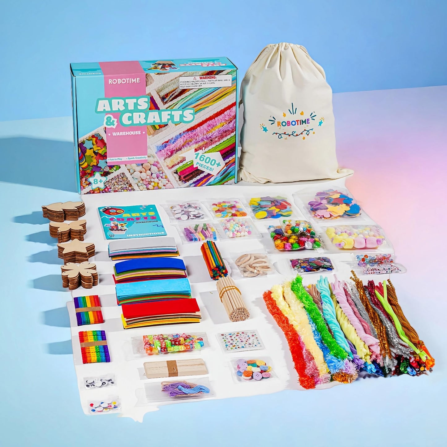 ROBOTIME Ultimate Craft Kit for Kids Ages 8-12 | Largest Pack | 1600+Pieces Deluxe Arts and Crafts Supplies | Screen-Free Activities for Kids | Gift Ideas for Girls & Boys