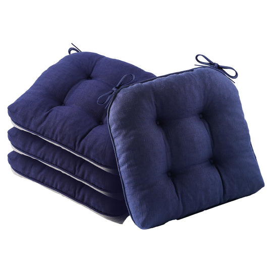 Battilo Chair Cushions Set of 4 for Dining Chairs, Seat Cushions for Kitchen Chairs with Non-Slip Backing, Indoor/Outdoor Waterproof Chair Seat Pads with Ties, 15.5"x15.5"x4", Navy