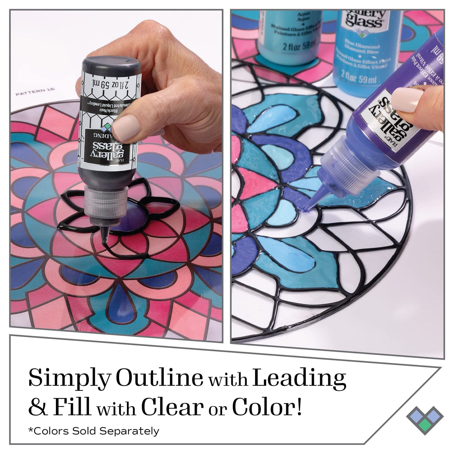 Gallery Glass Privacy Window PROMOGGPW22, Stained Glass Pattern Pack for DIY Arts and Crafts, Perfect for Beginners and Artists, 8 Ounces, 4 Piece