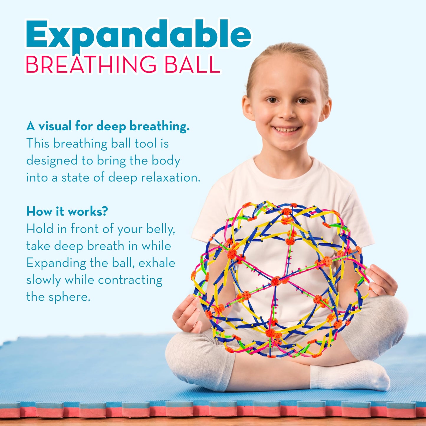 4E's Novelty Expandable Breathing Ball Sphere (4 Pack) Toy for Kids Stress Reliever Fidget Toys for Yoga Anxiety Relaxation Expands from 6" to 12"