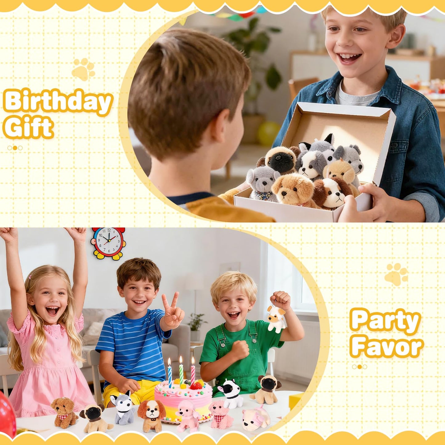 Niceup 24PCS Small Stuffed Animals Bulks Adopt a Puppy Party Favors Mini Plush Dog Gift for Kids Classroom Pet Adoption Birthday Party Decoration Toys Goodie Bag Fillers Easter Basket Stuffer