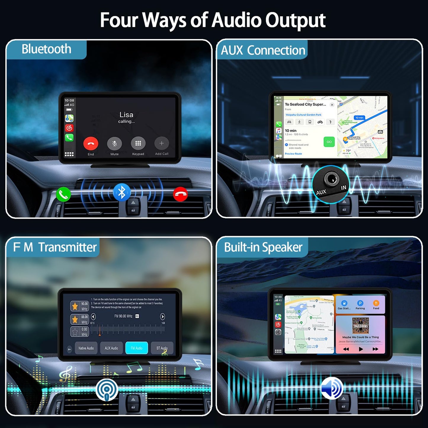 Wireless Carplay Screen for Car 7" HD Portable Car Stereo (7")