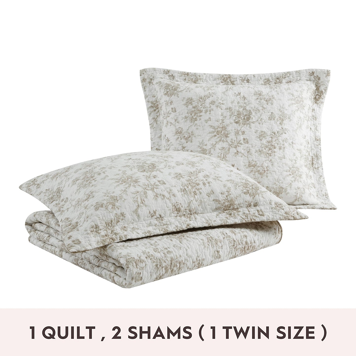 Laura Ashley – Twin Quilt Set, Soft Bedding with Matching Sham, Medium Weight, Reversible Floral Room Decor, College Dorm Room Essentials (Walled Garden Brown)