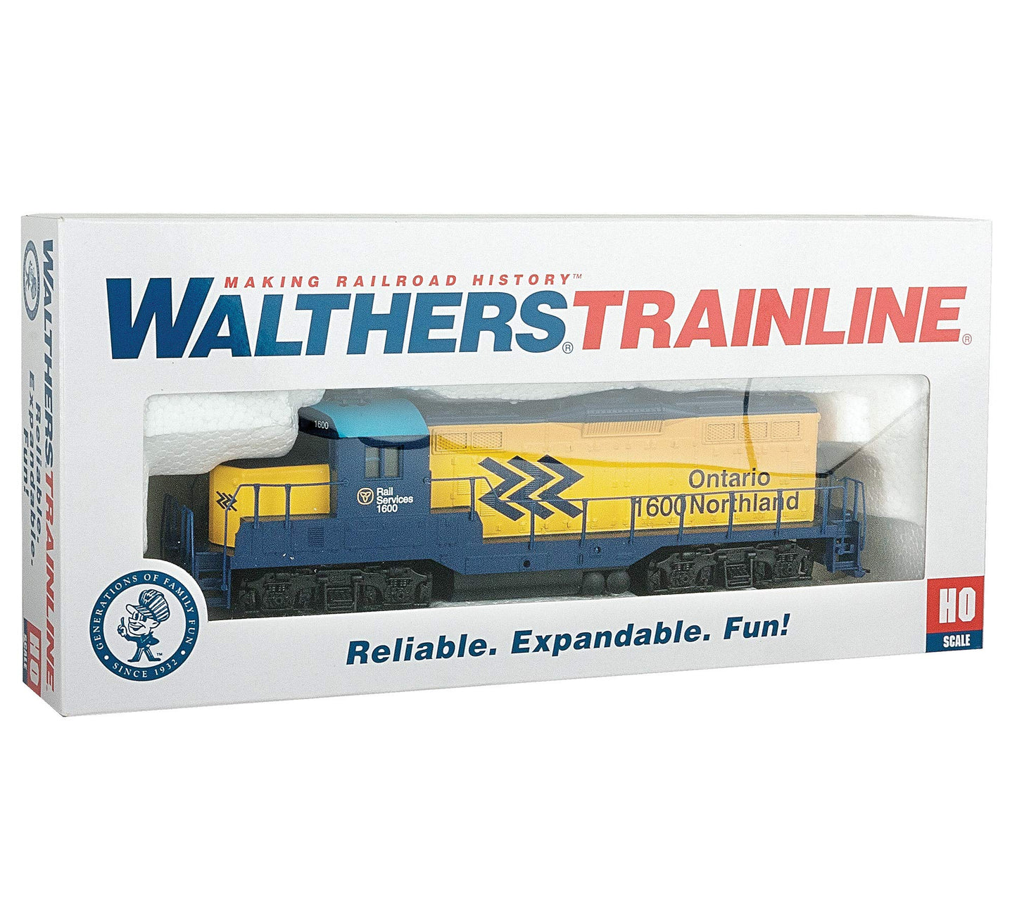 Walthers Trainline EMD GP9M-Standard DC-Ontario Northland #1600 (Yellow, Blue; Chevrons Logo) 931-456 HO Scale Model Railroad - Locomotive Model