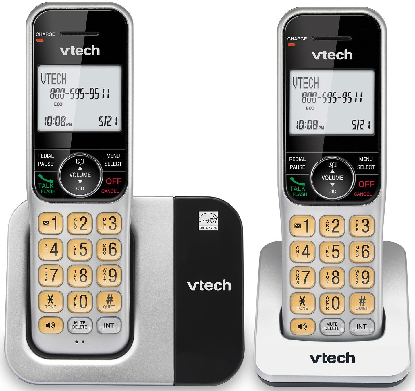 VTech 2-Handsets Cordless Phone System for Home with Call Block, Large Display & Buttons, Backlit Screen, Full-Duplex Speakerphone, Caller ID/Call Waiting, DECT 6.0, Table & Wall Mountable | CS5319-2