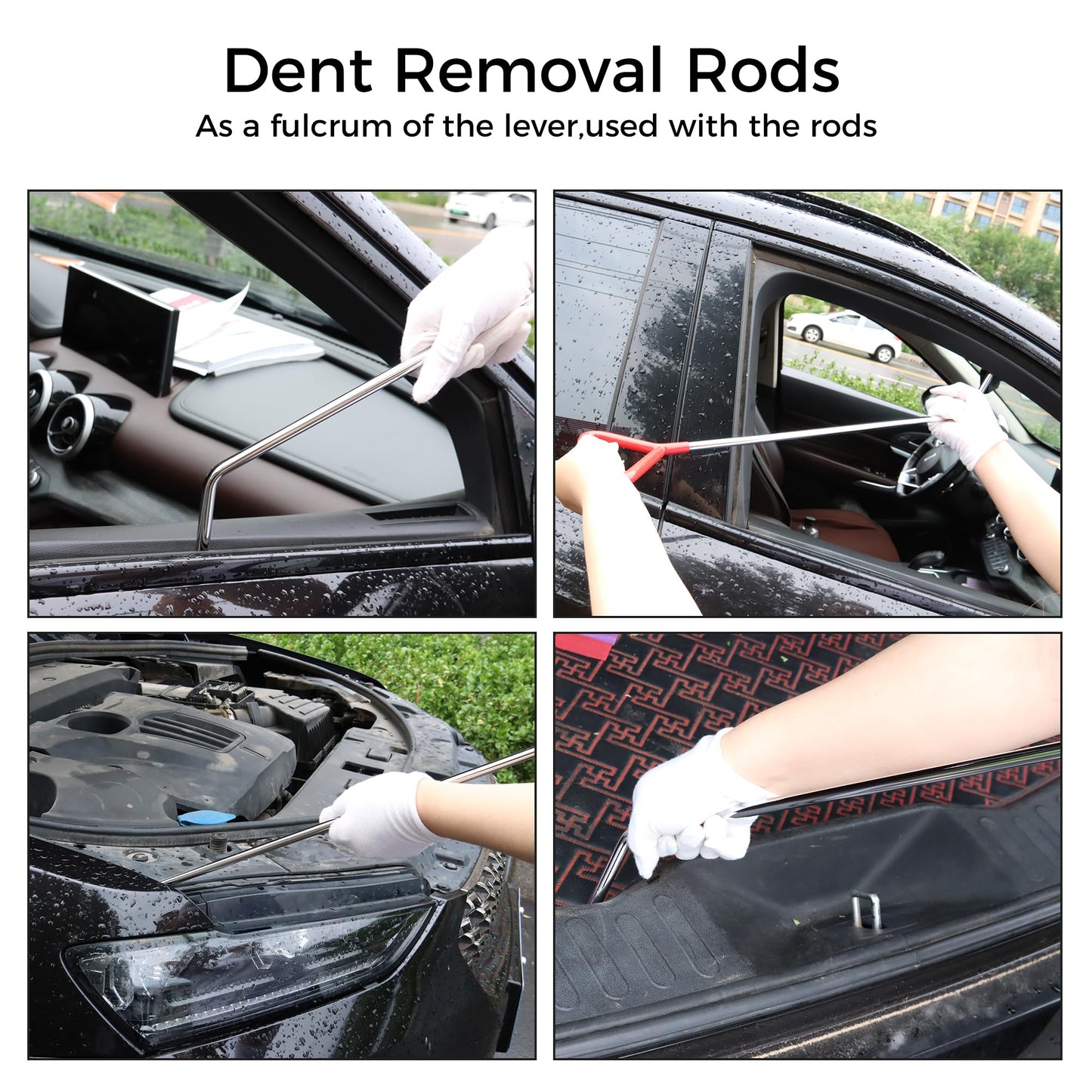 CZJCMECH Dent Repair Tools 6 Pieces of Dent Removal Rods with Awl Head Paintless Dent Removal Kit Car Auto Body Dent Removal of Hail Dents and Door Ding (6 PCS Rod 21 PCS Pen)