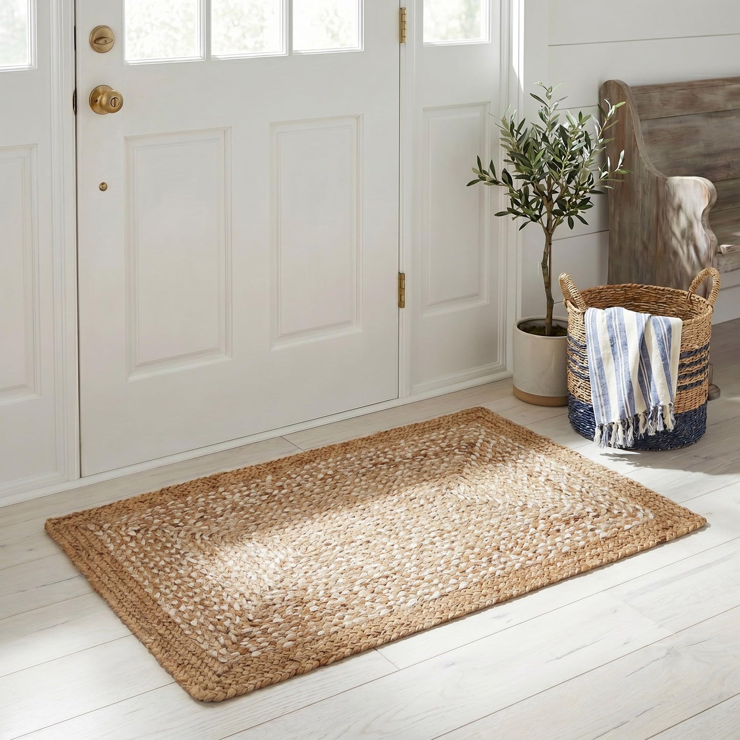 SAFAVIEH Natural Fiber Collection Runner Rug - 2'6" x 6', Natural & Ivory, Handmade Farmhouse Boho Coastal Rustic Jute, Ideal for High Traffic Areas in Living Room, Bedroom (NF885B)