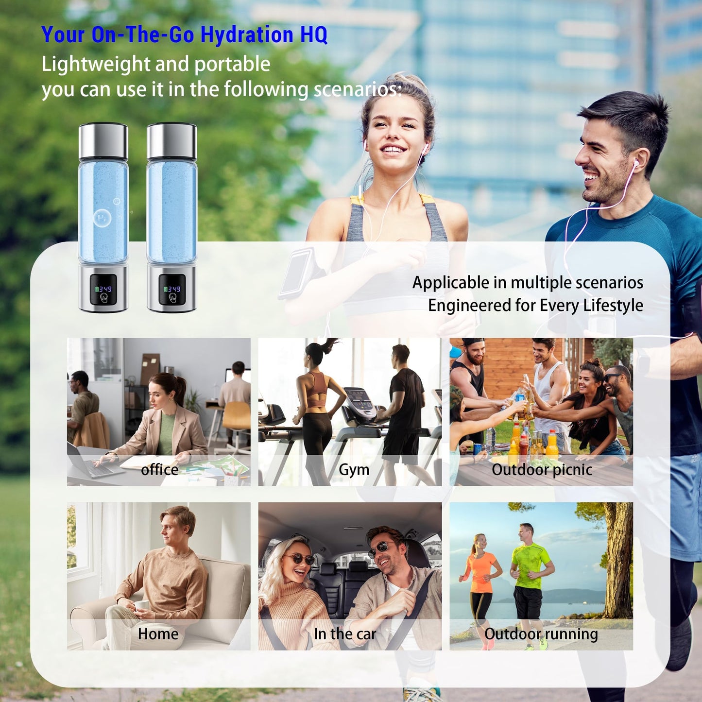 Juxujoin Upgrade 3-in-1 Hydrogen Water Bottle with Display - Industry TOP - 24-Hour Hydrogen Lock | 0 Chlorine & 0 Ozone | 100% Leak-Proof Seal, Hydrogen Water Bottle Generator with Hydrogen Straw