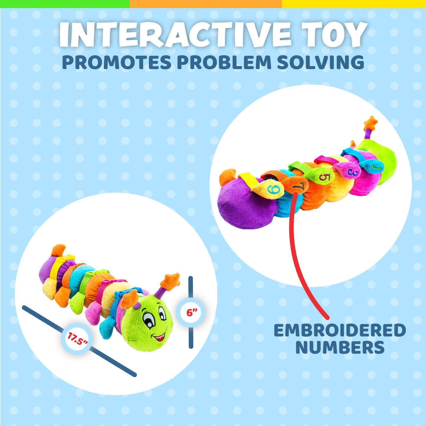 Buckle Toys - Bentley Caterpillar - Travel with Toddler Must Have Activity Toy - Fine Motor Skill Development - Counting and Color Recognition