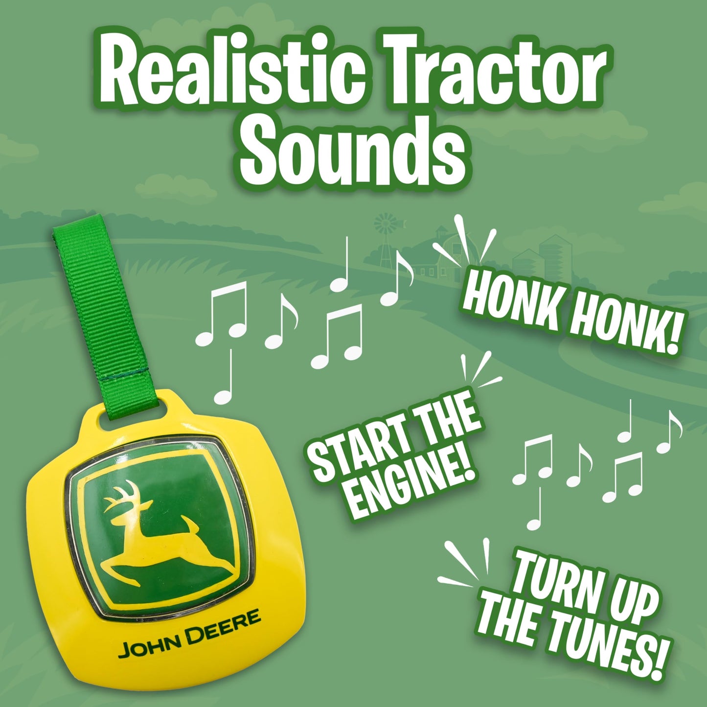 John Deere Pop Up Tent Tractor Playhouse for Kids, Removable Key Fob with Tractor and Farm Sounds, Vehicle Toys for Toddler
