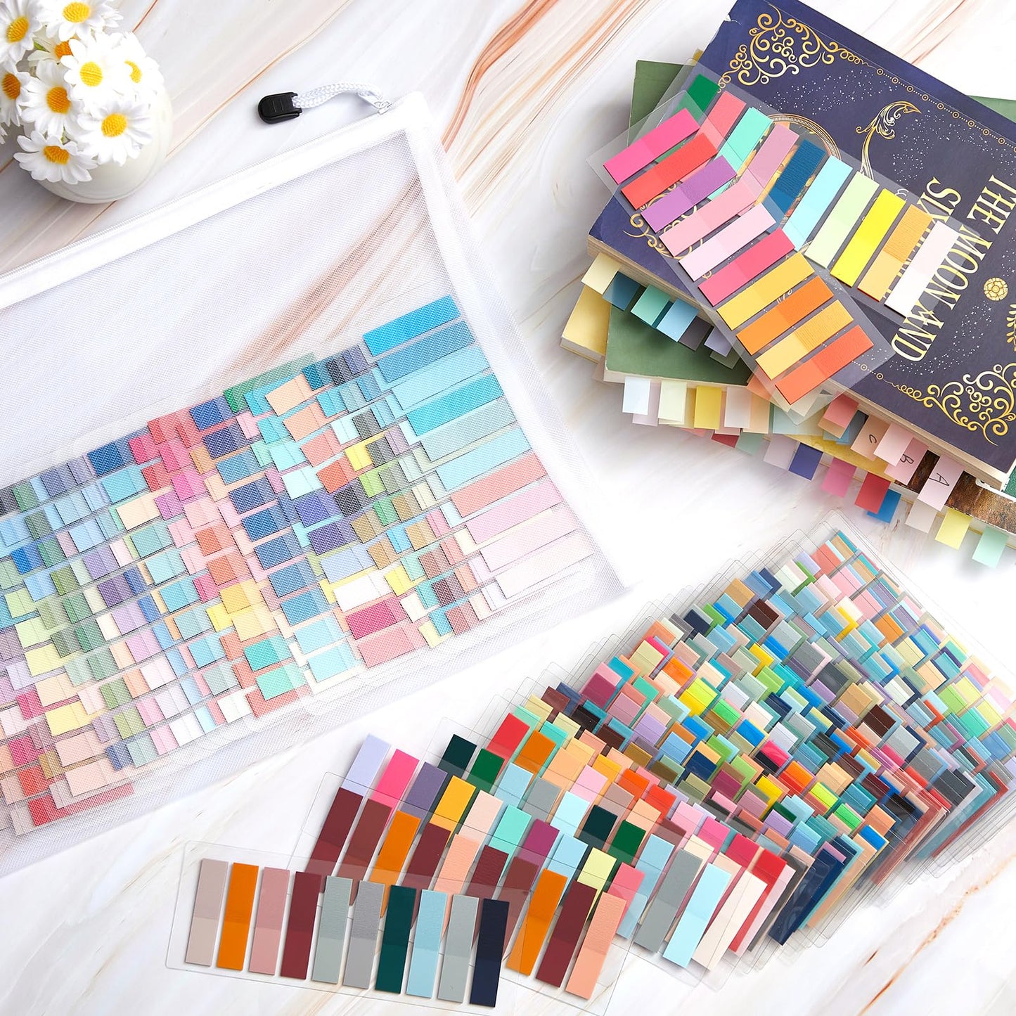 ReliThick 16000Pcs Writable Sticky Tabs, 80 Colors Book Notes for Annotating Books, Self-Adhesive Index Tabs for Bible, Planner, Notebook, School & Office Supplies