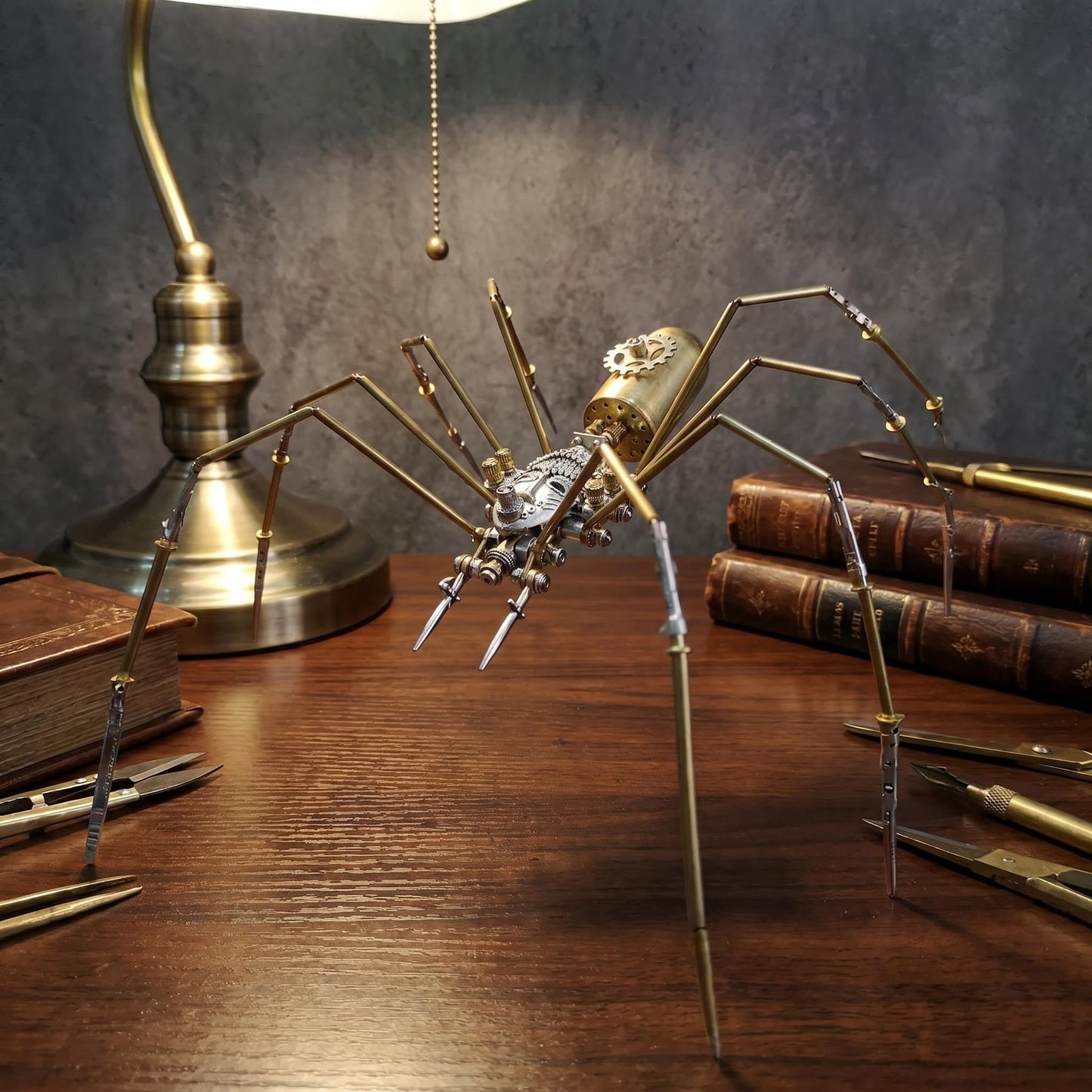 3D Steampunk Mechanical Insect Puzzle Kit - DIY Metal Assembly Model for Adults, Unique Retro Brass Sculpture Craft for Home Office Decoration (Frons Spider)